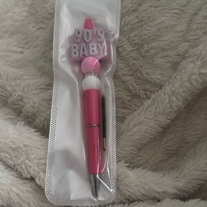 Pink "90's BABY" Pen with Charm